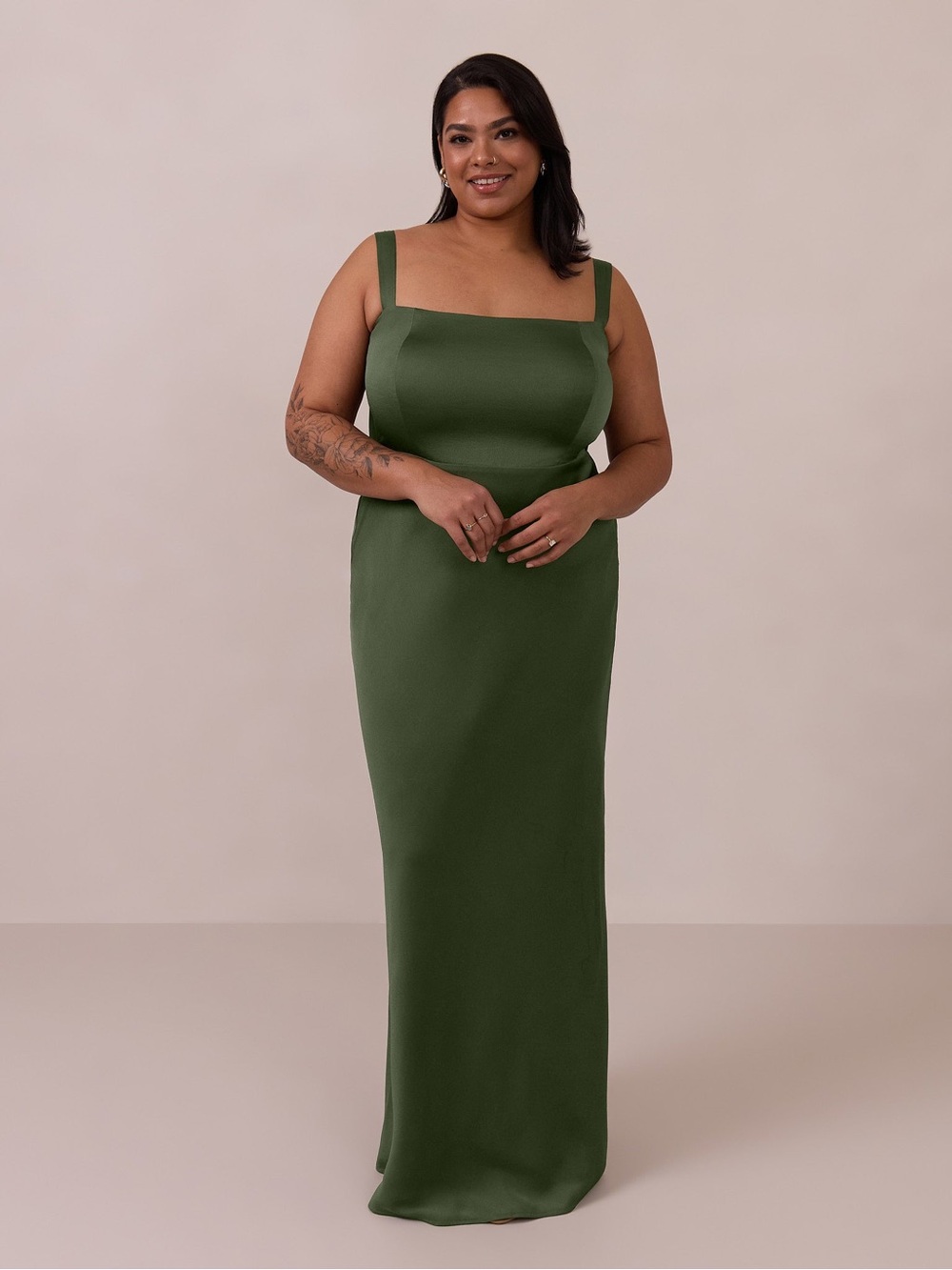 NWT Park & Fifth Albright Dress in Dark Olive Satin Size Small Bridesmaid Maxi